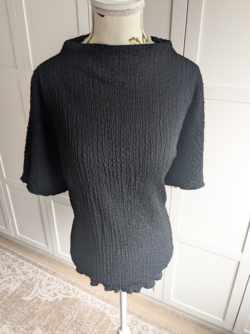 Ripe Black Textured Short-Sleeve Blouse